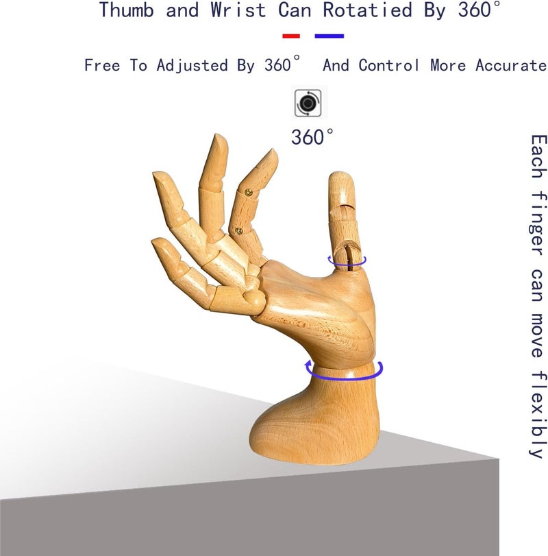 yangjietf Mannequin,Mannequin Hand,Hand Model,Hand Mannequin for Nails,Drawing Mannequin,Wooden Hand,Wooden Mannequin,Wood Hand,Hand Model for Drawing,Female Hand of Right. - Image 2